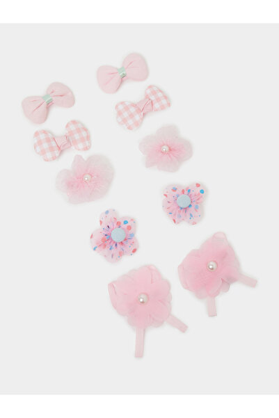 Styli Pack Of 10 - Girls Pink Embellished Hair Clips