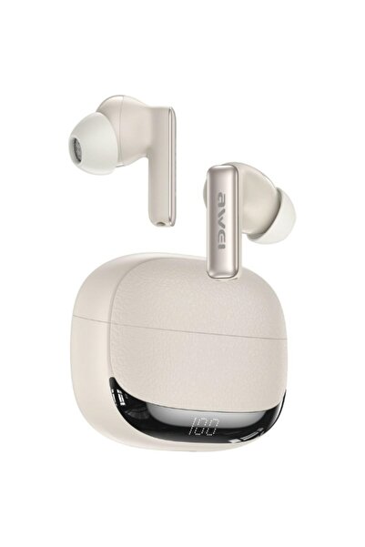 AWEI Căști wireless TA19 TWS ANC Bluetooth 6.0 USB-C Bej
