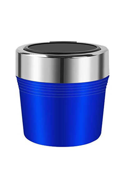 Modifiyum Mavi Mini Araç İçi Küllük Metal Hazneli Mavi Işıklı basmalı Kapaklı Oto Küllük