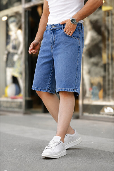 comstar Men's Loose-Fit Baggy Blue Denim Shorts