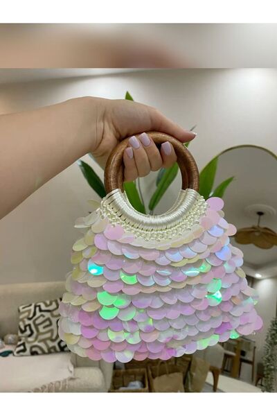 ARTTMACRAME Women's Sequined Hand-Knitted Bag – Stylish for Daily Use, Handma...
