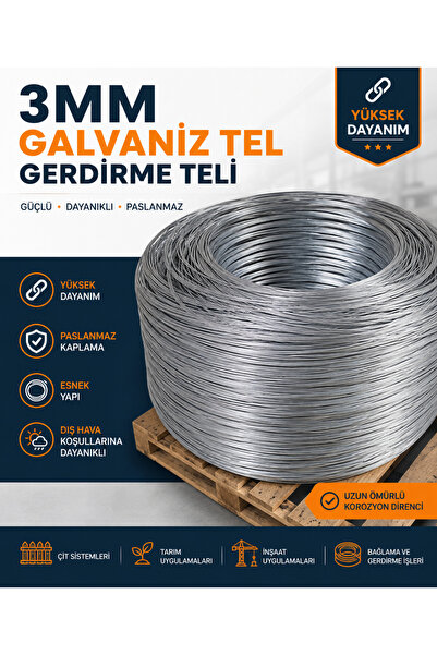 IMC 3 mm Galvaniz Tel Gerdirme Teli Paslanmaz Gergi Teli 5Kg (78-85Mt)