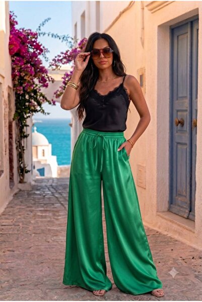 Azara Women's Wide Leg Pants in Silk and Viscose, One Size / Plus Size