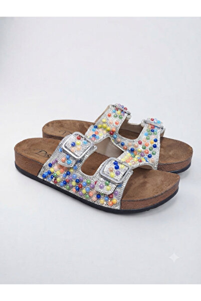 Lideral Special Design Double Buckle Stoned Comfortable Women's Sandals Slippers