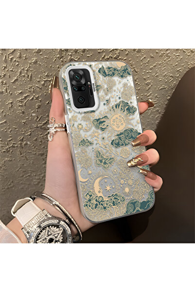 ARTISHELL Redmi Note 10 Pro Uyumlu Altın Renkli Güneş Ay Deseni Şık Telefon K...