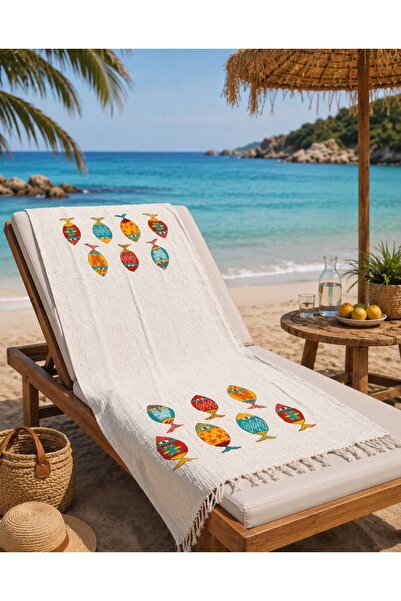 ŞENER HOME Muslin Peshtemal Printed 100% Cotton Beach Towel