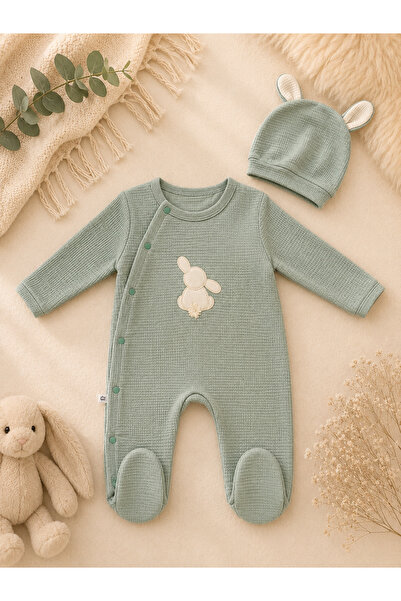 babyist 2-Piece Baby Romper Set with Rabbit Embroidered Ears