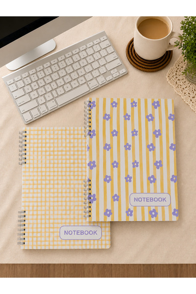 PickyTidy A4 Spiralli Defter 2'li Set – Renkli Kapaklı Çizgili - Kareli Okul ...