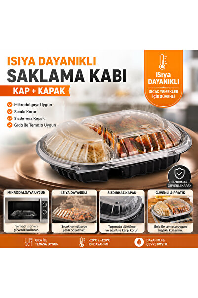 MİKRO DALGA SAKLAMA KABI KAP KAPAK ISIYA DAYANIKLI AMBALAJ 10 ADET KAP 10 ADET KAPAK