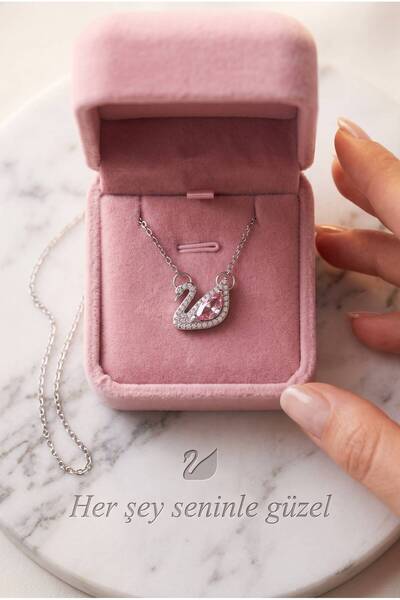 perry accessories Non Tarnish Steel Swan Necklace Swa Pink Swan Necklace Stee...