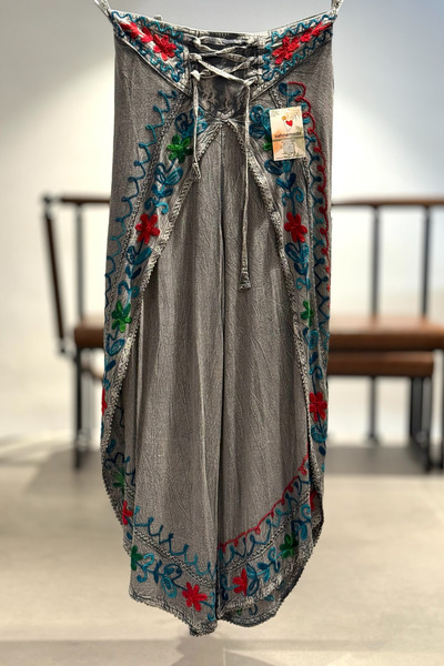 sahnemoda Nakışlı Kapaklı Vaul Şalvar Pantolon