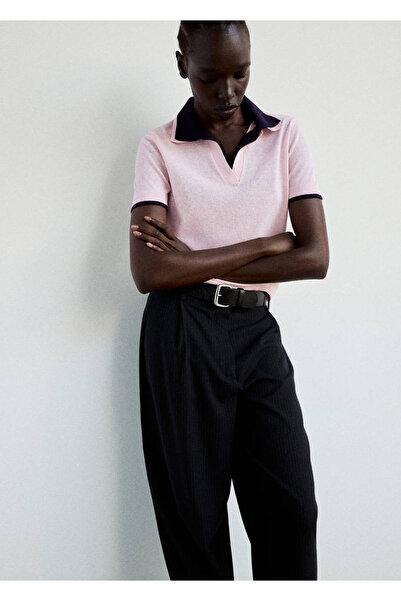 MANGO Woman Kontrast polo yaka triko