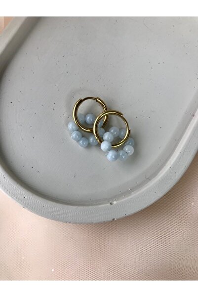 Doğaltaş Masalları Steel Aquamarine Earrings
