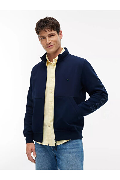 Tommy Hilfiger Erkek Normal Kalıp Logo İmzalı Dik Yakalı Uzun Kollu Lacivert ...