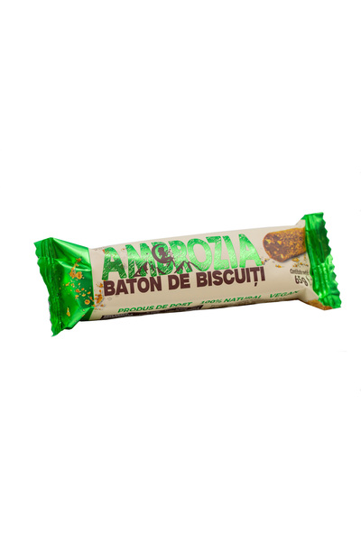 Ambrozia BATON DE BISCUITI, 65g, vegan, cu zahar brun