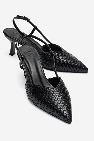 LuviShoes Mavero Black Knitted Women's Heeled Shoes