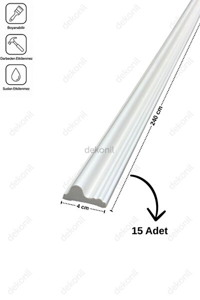 Dekonil Destan Boyanabilir Darbeye ve Suya Dayanıklı Duvar Çıtası 2,5–4 cm (1...