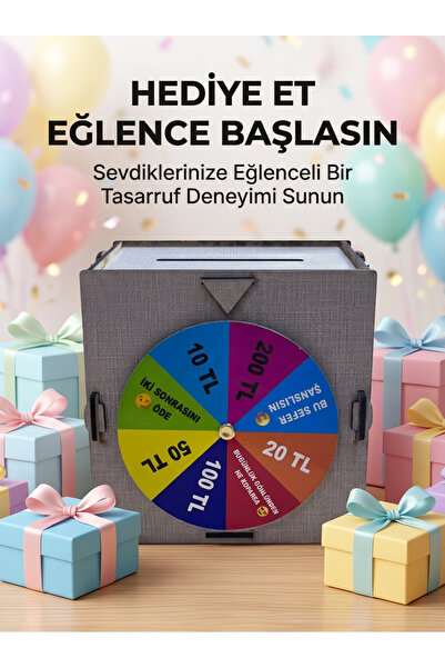Generic Brand Colorful Fortune Wheel Money Saving Game Fun Savings Box Wooden...