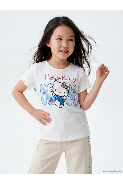 LC Waikiki Two Mt Shop Quality Oval Collar Hello Kitty Printed Girls' T-Shirt