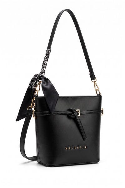 LYRA Bags & Accessories Lyra Black Scarf Detailed Women's Shoulder Bag
