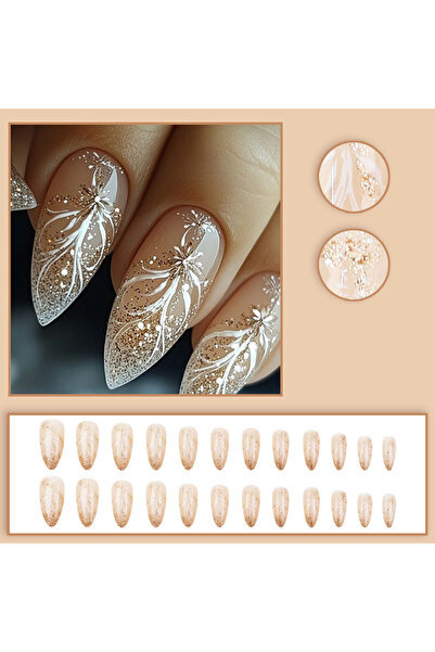 Choice11 2350 24pcs/set Short Medium fake nails for women girls gradient shin...