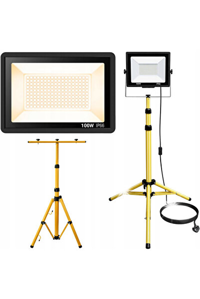 LTCHE Proiector halogen pentru construcții, Lampă LED cu senzor, Stativ, Lamp...