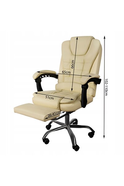 Malatec Scaun de birou rotativ, bej, cu suport pentru picioare