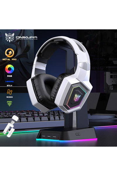 Choice White GT806 ONIKUMA GT806 2.4GHz Wireless Gaming Headset Noise Canceli...