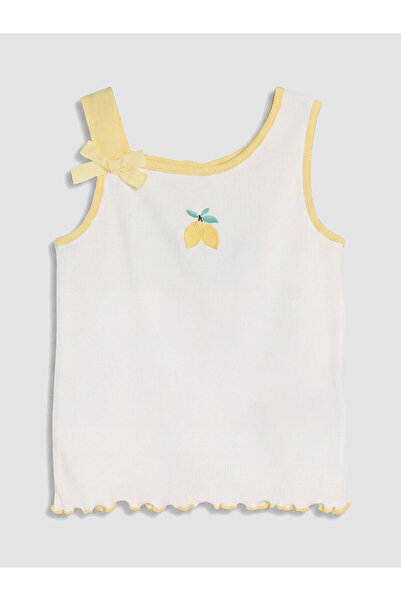 LC Waikiki Trendlucky U-Neck Bowknot Embroidered Girls' Undershirt with a Dif...