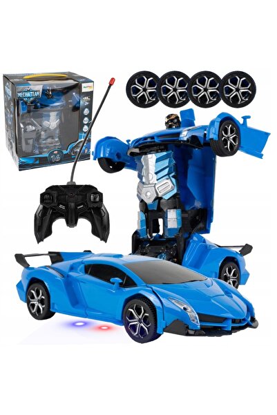 NO BRAND Mașină cu telecomandă R/C, Robot cu lumini, Transformare 2 în 1, Tel...
