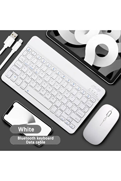 Choice WHITE Bluetooth Keyboard Mouse, Tablet Slim Office Mini Wireless Keybo...