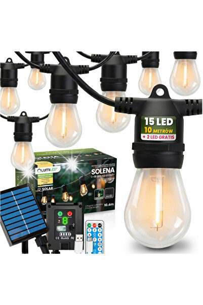 Lumiled Ghirlandă luminoasă solară de grădină cu 15 LED-uri, pentru balcon și...