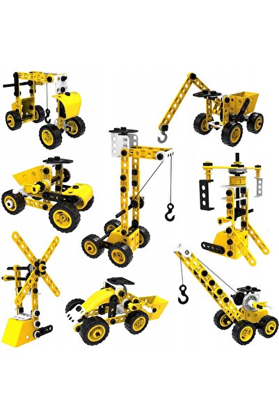 NO BRAND Set de blocuri de construcție 8 în 1: Vehicule, Mașini de construcți...