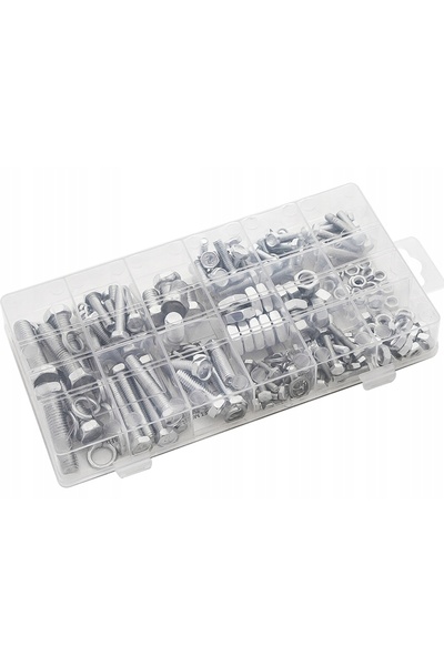 NO BRAND Șuruburi, șaibe, piulițe zincate, kit 240 bucăți