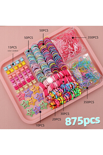 NO BRAND Set de 875 de accesorii de păr pentru copii: elastice, agrafe și fun...