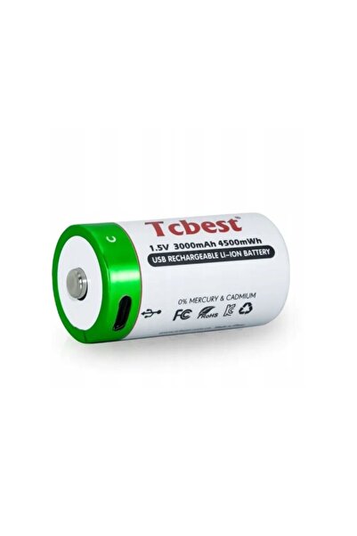 NO BRAND 2x Baterie reîncărcabilă Li-Ion C R14 USB-C Tcbest 3000mAh + Cablu