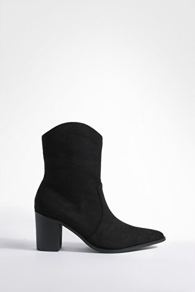 NO BRAND Cizme clasice negre din piele ecologică, stil cowboy, cu toc tip pil...