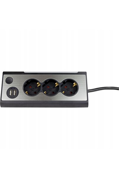 NO BRAND Rev prelungitor cu soclu pentru lampă, 3 prize, 2x USB, lumină LED, ...