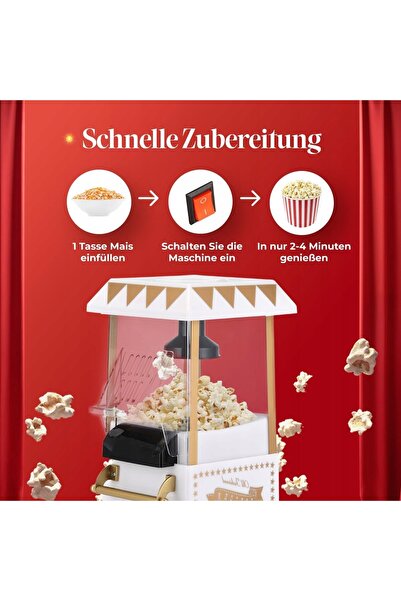 NO BRAND Aparat de făcut popcorn retro cu aer cald, 1200W, rapid, 0.3L