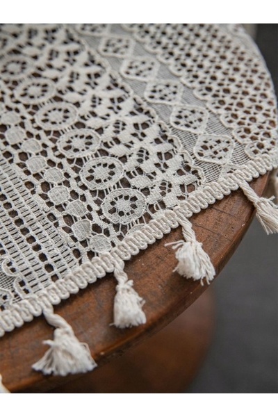 NO BRAND Perdele Boho pentru Living, Dantelă Vintage cu Ciucuri și Agățătoare...