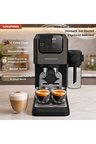Grundig Ksm 5330 Delisia Coffee Semi-Automatic Espresso Machine with Milk Tank