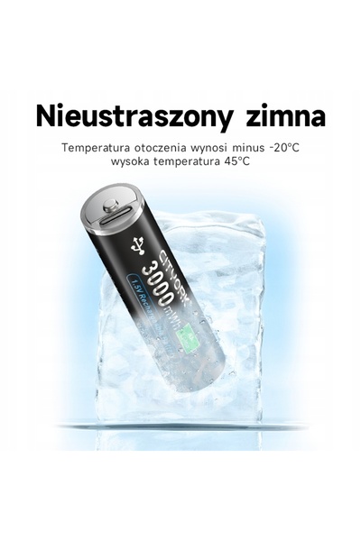 NO BRAND 4 Baterii reîncărcabile AA (R6) de 1.5V, cu USB-C, 3000MWh, Litiu-Ion