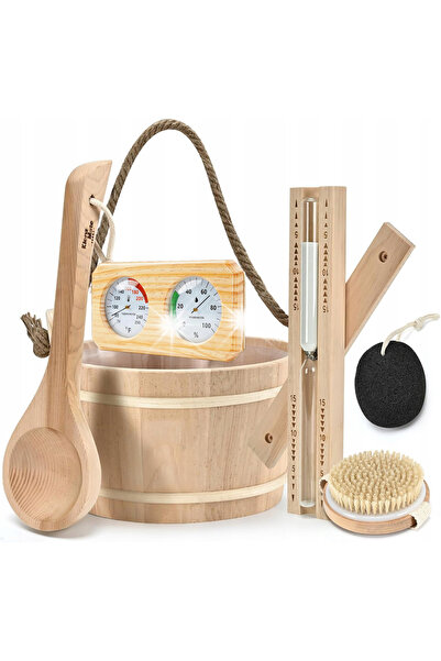 NO BRAND Set accesorii saună: Găleată, Clepsidră, Lingură, Termometru, 6 El