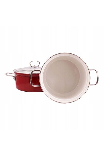 NO BRAND Oală emailată roșie Belis, de înaltă calitate, 24 cm, 4.5 l