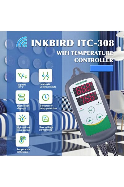 NO BRAND Inkbird ITC-308 WIFI Regulator de temperatură impermeabil pentru acv...