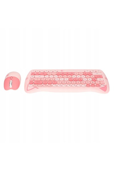 NO BRAND Tastatură și mouse wireless în formă de pisică, roz