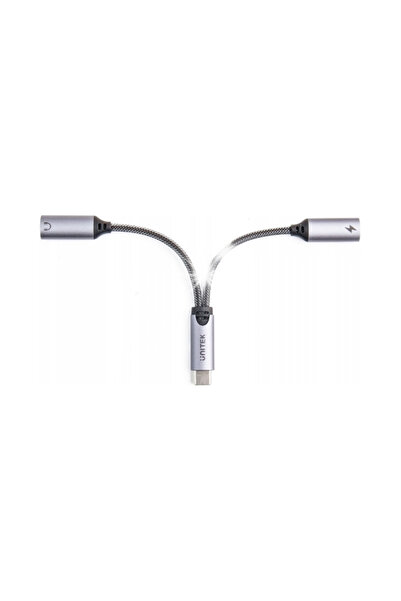 Unitek Splitter USB-C cu 2 porturi USB-C audio și alimentare de 18W pentru te...