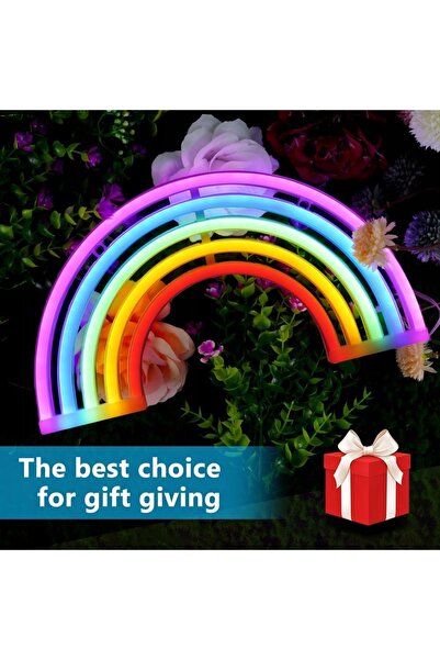 NO BRAND Lampă de perete LED neon curcubeu, alimentată prin USB și cu baterii