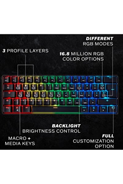 NO BRAND Tastatură mecanică de gaming 60% RGB Hot Swap USB-C Compactă