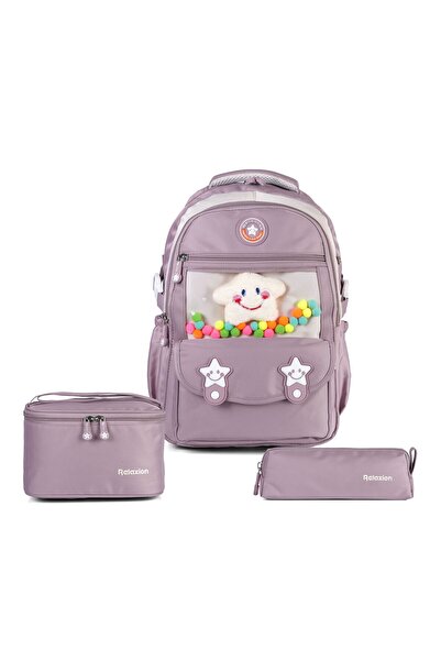 Relaxion Set of 3 Children's Primary School Bags with Pen Holder and Lunch Ba...